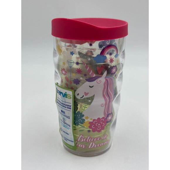 Tervis Kids Wavy 10 ounce tumbler Unicorn Believe in Your Dreams Pink Lid - Picture 2 of 9